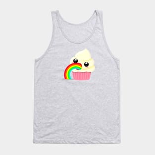 Kawaii Puking Rainbow Cupcake Emoji Tank Top